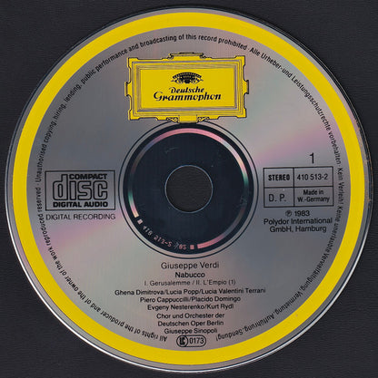 Giuseppe Verdi - Piero Cappuccilli, Placido Domingo, Evgeny Nesterenko, Ghena Dimitrova, Lucia Valentini Terrani, Chor der Deutschen Oper Berlin & Orchester Der Deutschen Oper Berlin, Giuseppe Sinopoli : Nabucco (2xCD, Album + Box)