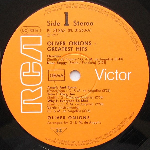 Oliver Onions : Greatest Hits (LP, Comp)