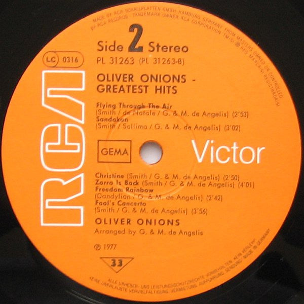 Oliver Onions : Greatest Hits (LP, Comp)