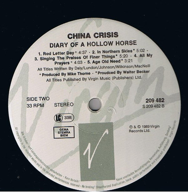 China Crisis : Diary Of A Hollow Horse (LP, Album)