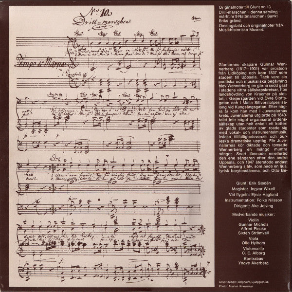 Gunnar Wennerberg, Ingvar Wixell, Erik Saedén : Gluntarne (2xLP, Comp, RE)