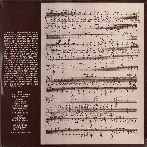 Gunnar Wennerberg, Ingvar Wixell, Erik Saedén : Gluntarne (2xLP, Comp, RE)