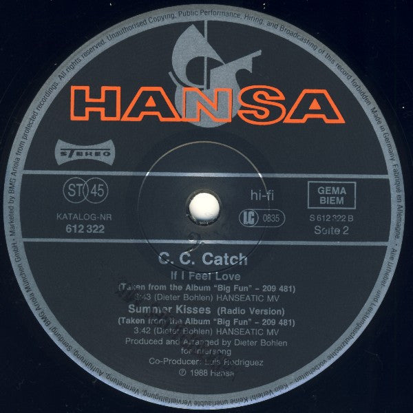 C.C. Catch : Summer Kisses (12", Maxi)