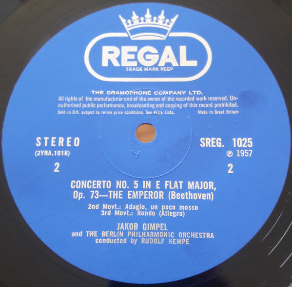 Ludwig van Beethoven, Jakob Gimpel, Berliner Philharmoniker, Rudolf Kempe : Emperor Concerto (LP, RE)