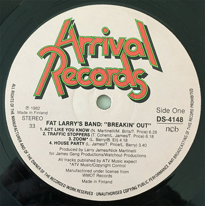 Fat Larry's Band : Breakin' Out (LP, Album)