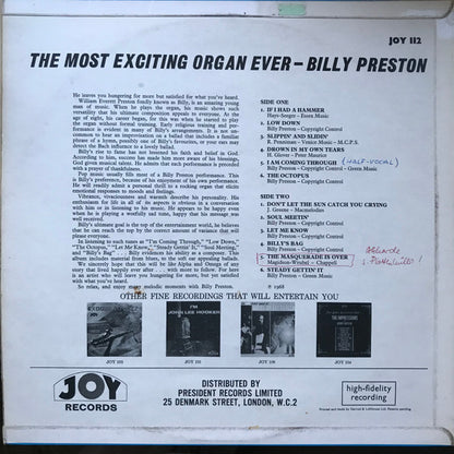 Billy Preston : The Most Exciting Organ Ever (LP, Album, RE)