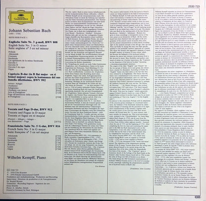 Johann Sebastian Bach - Wilhelm Kempff : Französische Suite No.5 = French Suite, Englische Suite No.3 = English Suite, Toccata D-Dur = In D Major, Capriccio (LP, RE, GY8)