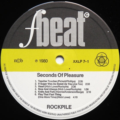 Rockpile : Seconds Of Pleasure (LP, Album, Gat)