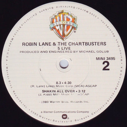 Robin Lane & The Chartbusters : 5 Live (12", EP, Los)