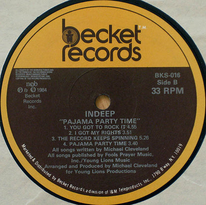 Indeep : Pajama Party Time (LP, Album)