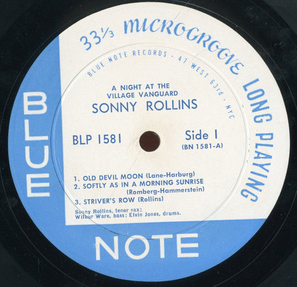 Sonny Rollins : A Night At The "Village Vanguard" (LP, Album, Mono)