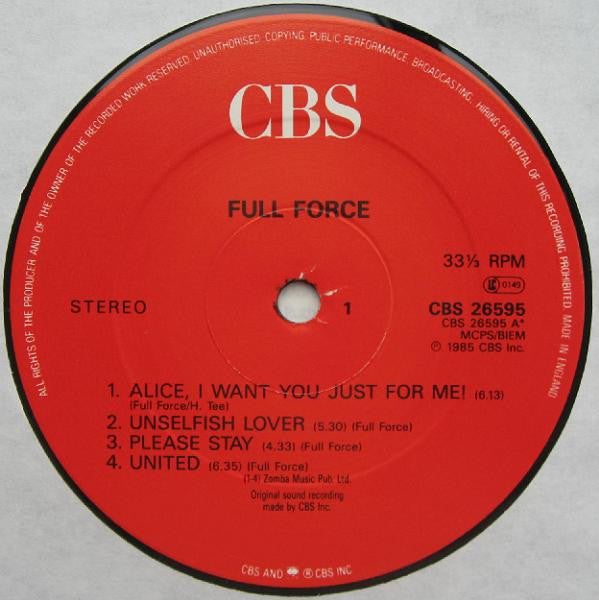 Full Force : Full Force (LP, Album, Red)