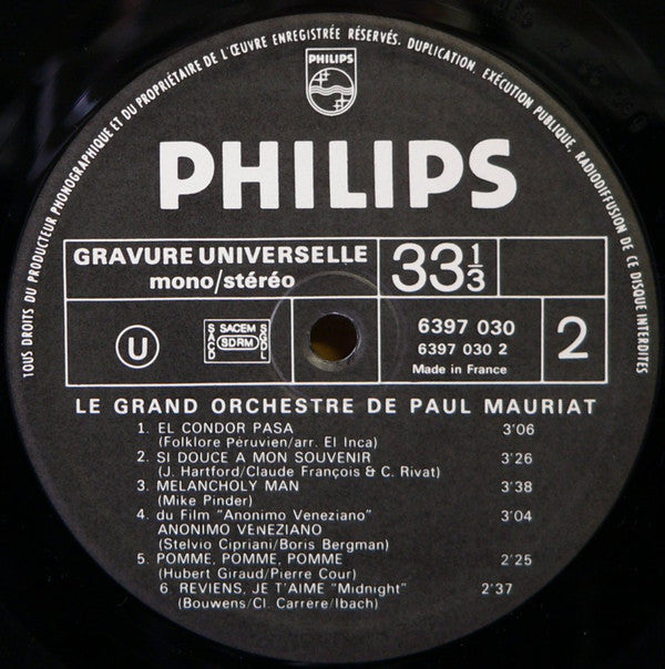 Le Grand Orchestre De Paul Mauriat : Un Banc, Un Arbre, Une Rue (LP, Album)