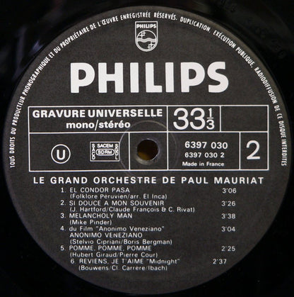 Le Grand Orchestre De Paul Mauriat : Un Banc, Un Arbre, Une Rue (LP, Album)