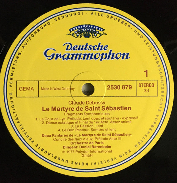 Claude Debussy, Orchestre De Paris · Daniel Barenboim : Printemps · Le Martyre De Saint Sébastien (LP, Album)