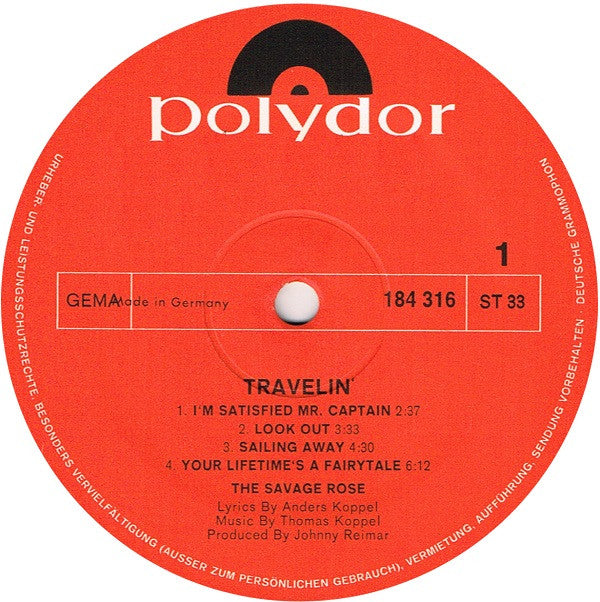 Savage Rose : Travelin' (LP, Album, Gat)