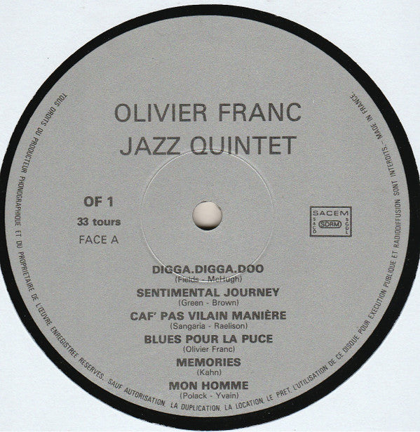 Olivier Franc Jazz Quintet : Olivier Franc Jazz Quintet (LP, Album)