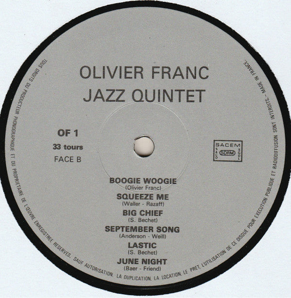 Olivier Franc Jazz Quintet : Olivier Franc Jazz Quintet (LP, Album)