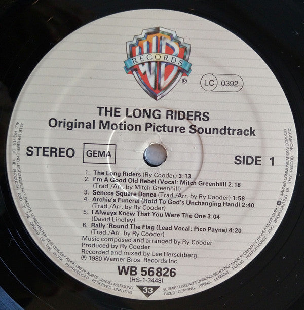 Ry Cooder : The Long Riders (Original Sound Track) (LP, Album)