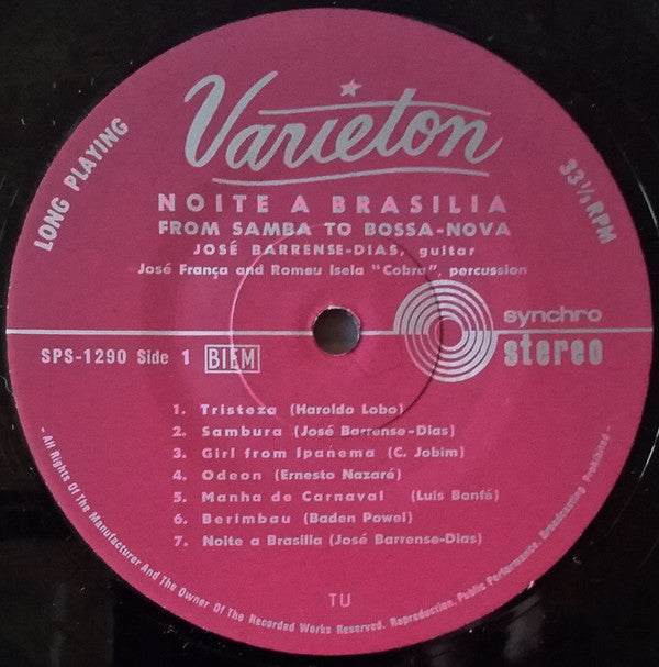 José Barrense-Dias : Noite A Brasilia (From Samba To Bossa-Nova) (LP)