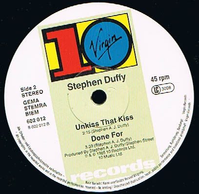 Stephen Duffy : Un Kiss That Kiss (12")