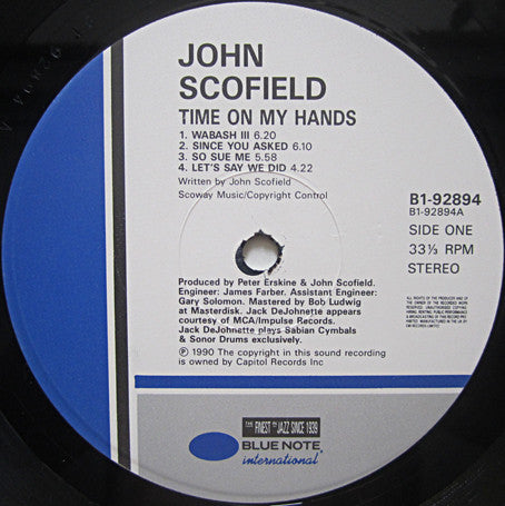 John Scofield : Time On My Hands (LP, Album)