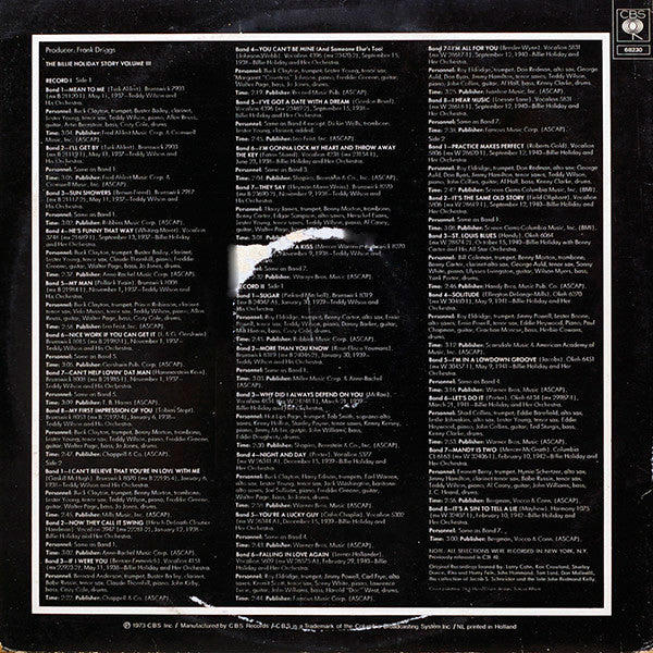 Billie Holiday : The Billie Holiday Story Volume III (2xLP, Album, Comp, Ora)