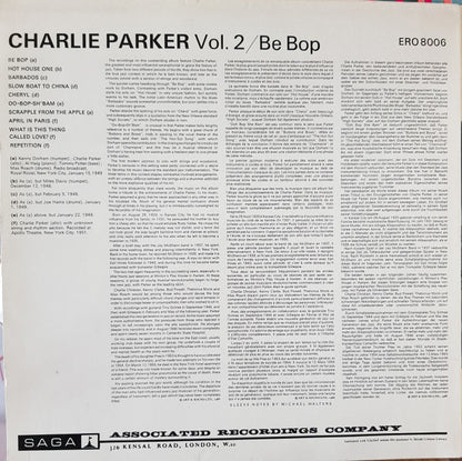 Charlie Parker : Vol 2 Be Bop (LP, Comp, Red)