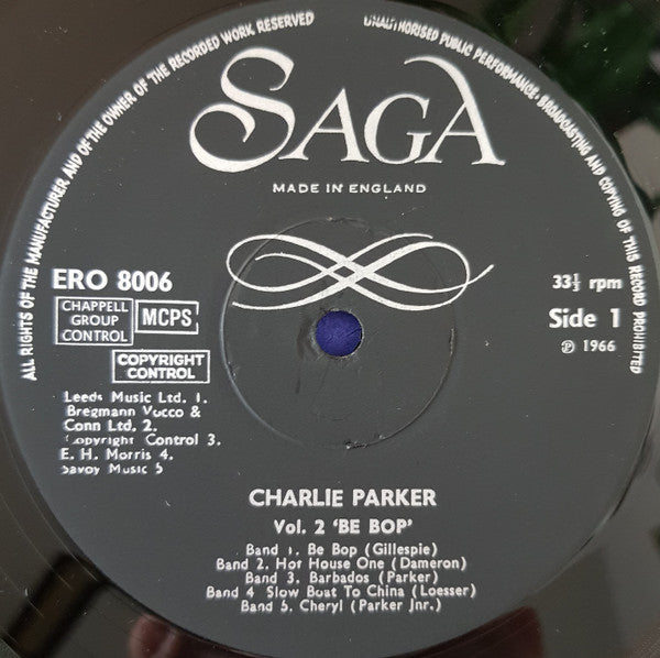 Charlie Parker : Vol 2 Be Bop (LP, Comp, Red)