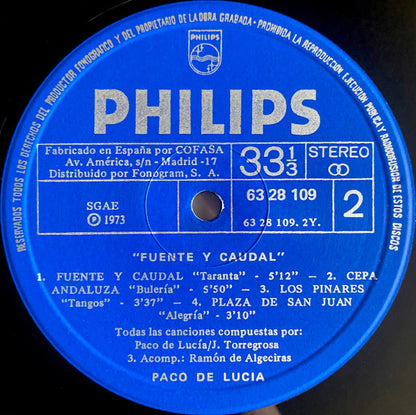 Paco De Lucía : Fuente Y Caudal (LP, Album, RE)