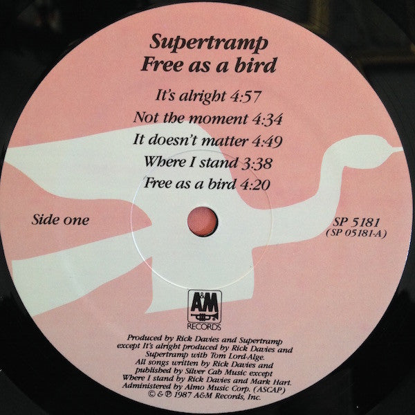 Supertramp : Free As A Bird (LP, Album, Pin)