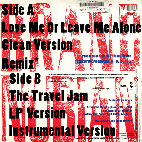 Brand Nubian : Love Me Or Leave Me Alone (12")