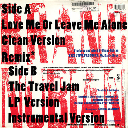 Brand Nubian : Love Me Or Leave Me Alone (12")