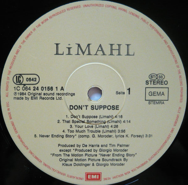 Limahl : Don't Suppose... (LP, Album)