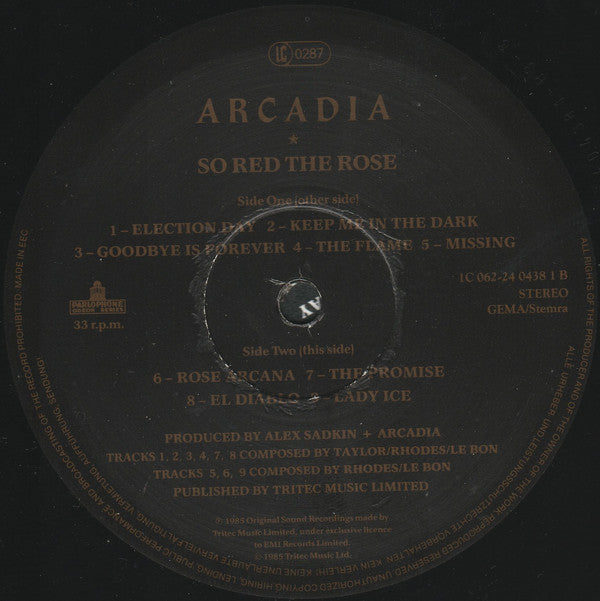 Arcadia (3) : So Red The Rose (LP, Album)