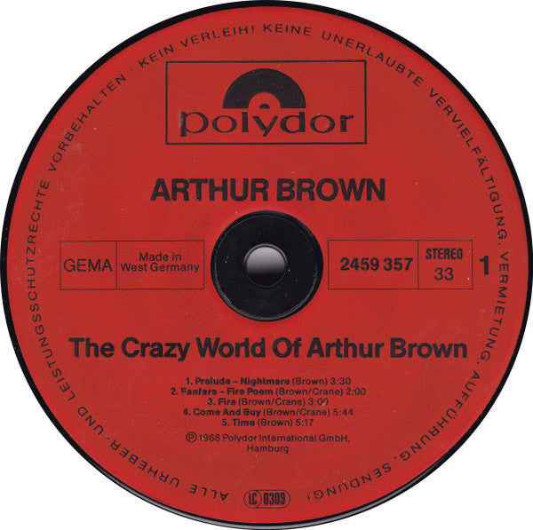 The Crazy World Of Arthur Brown : The Crazy World Of Arthur Brown (LP, Album, RE)