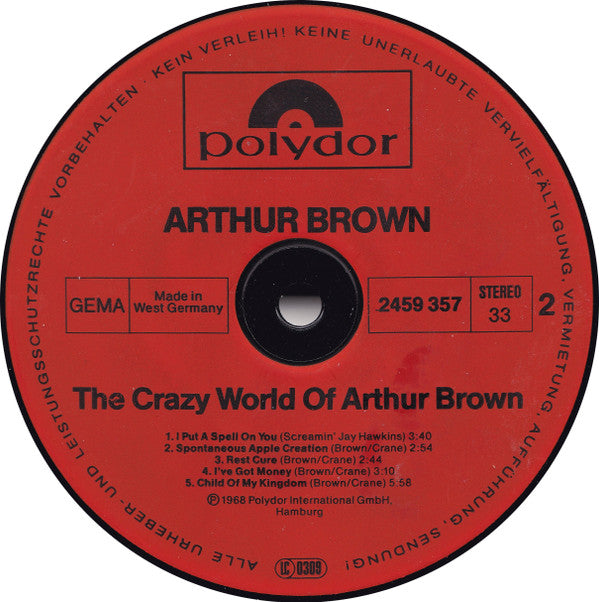 The Crazy World Of Arthur Brown : The Crazy World Of Arthur Brown (LP, Album, RE)