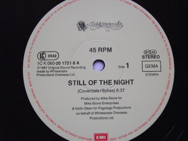 Whitesnake : Still Of The Night (12", Single)