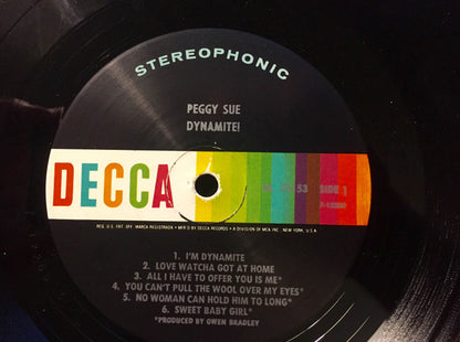 Peggy Sue (2) : Dynamite! (LP, Album, Pin)