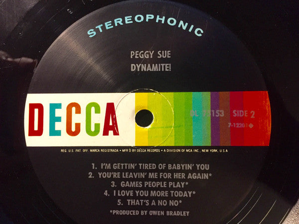 Peggy Sue (2) : Dynamite! (LP, Album, Pin)