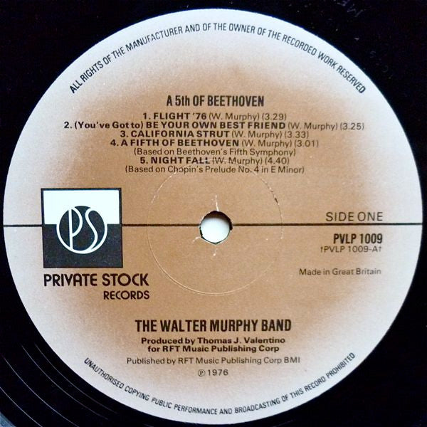 Walter Murphy & The Big Apple Band : A Fifth Of Beethoven (LP, Album)