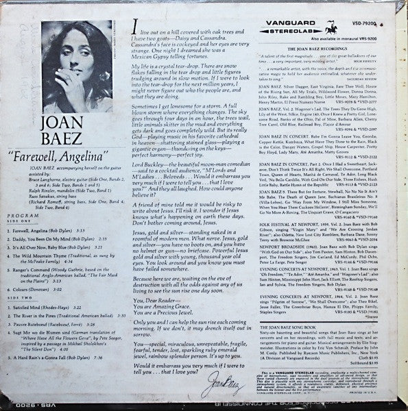 Joan Baez : Farewell, Angelina (LP, Album, RE, Gol)