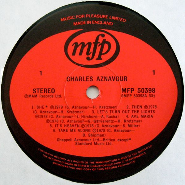 Charles Aznavour : Charles Aznavour (LP, Comp)