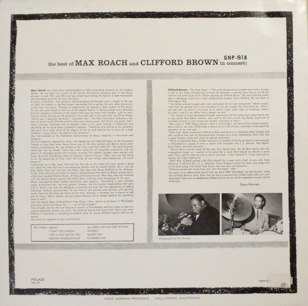 Clifford Brown and Max Roach : The Best Of Max Roach And Clifford Brown In Concert! (LP, Album, RE)