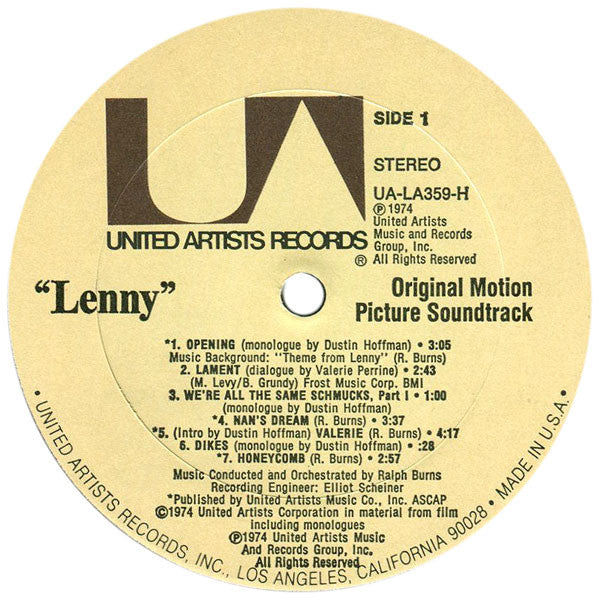 Dustin Hoffman, Ralph Burns : Lenny (Original Motion Picture Soundtrack) (LP)