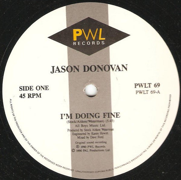 Jason Donovan : I'm Doing Fine (12", Maxi)