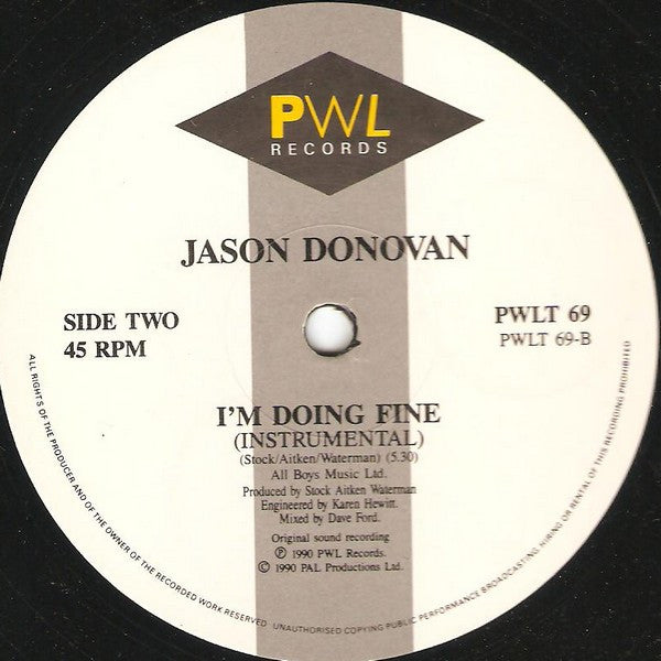 Jason Donovan : I'm Doing Fine (12", Maxi)