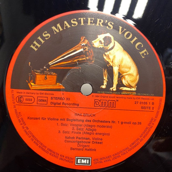 Felix Mendelssohn-Bartholdy / Max Bruch, Concertgebouworkest, Bernard Haitink, Itzhak Perlman : Violin Concertos / Violinkonzerte E Minor • E-Moll / No. 1 In G Minor • G-Moll (LP, Album)