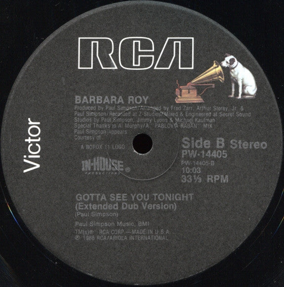 Barbara Roy : Gotta See You Tonight (12", Single)