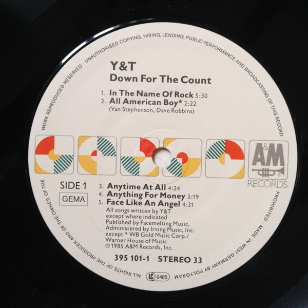 Y & T : Down For The Count (LP, Album)